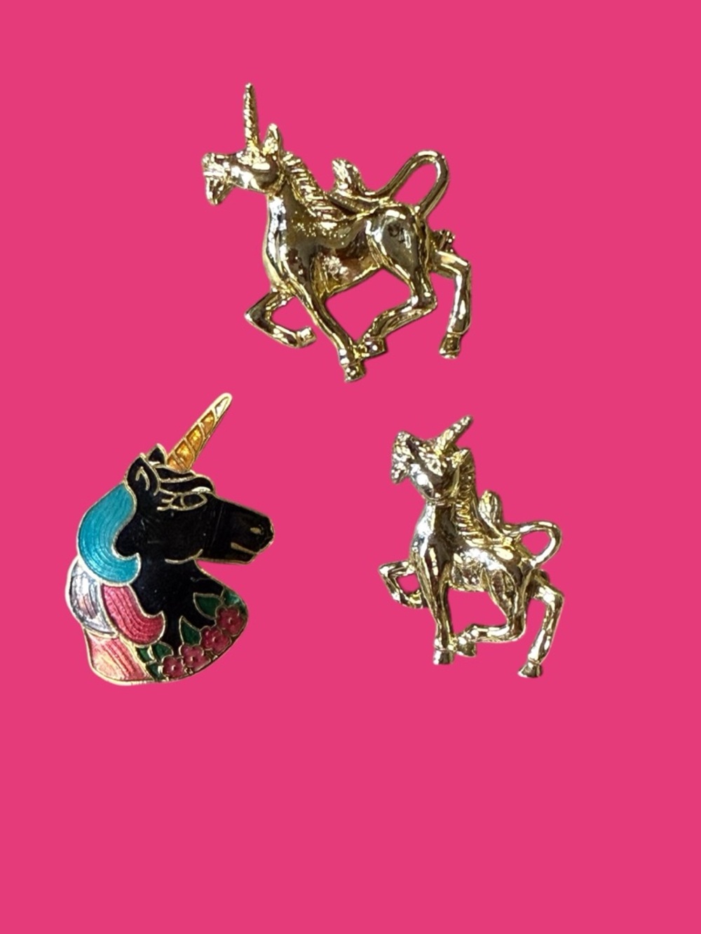 Unicorn Pin Trio - Gold and Multicolor Enamel
